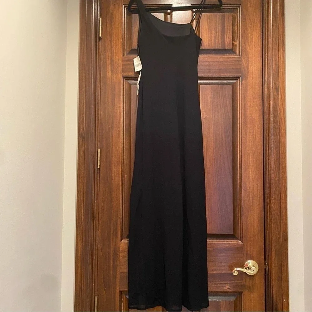 NWT Be Smart Sz 3/4 Elegant Black One Shoulder & Spaghetti Strap Maxi‎ Dress LBD